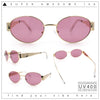 Classic 90s Oval Metal Rim Thick Mid Temple Fashion Sunglasses