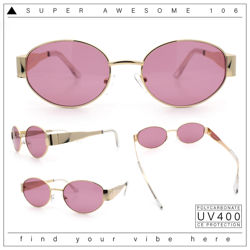 Classic 90s Oval Metal Rim Thick Mid Temple Fashion Sunglasses