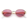 Classic 90s Oval Metal Rim Thick Mid Temple Fashion Sunglasses