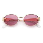 Classic 90s Oval Metal Rim Thick Mid Temple Fashion Sunglasses