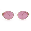 Classic 90s Oval Metal Rim Thick Mid Temple Fashion Sunglasses