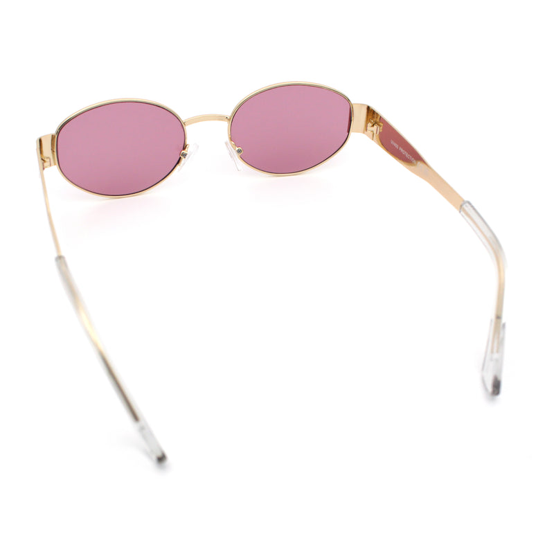 Classic 90s Oval Metal Rim Thick Mid Temple Fashion Sunglasses