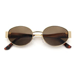 Classic 90s Oval Metal Rim Thick Mid Temple Fashion Sunglasses
