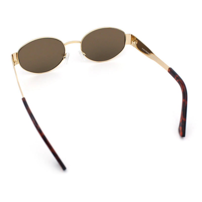 Classic 90s Oval Metal Rim Thick Mid Temple Fashion Sunglasses