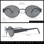 Classic 90s Oval Metal Rim Thick Mid Temple Fashion Sunglasses