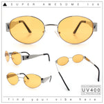 Classic 90s Oval Metal Rim Thick Mid Temple Fashion Sunglasses