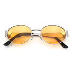 Classic 90s Oval Metal Rim Thick Mid Temple Fashion Sunglasses