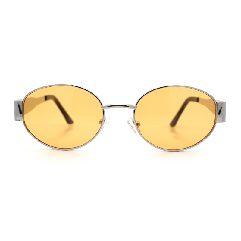 Classic 90s Oval Metal Rim Thick Mid Temple Fashion Sunglasses