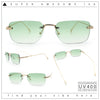 Retro Luxe Rimless Rectangle Metal Frame 90s Fashion Sunglasses