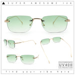 Retro Luxe Rimless Rectangle Metal Frame 90s Fashion Sunglasses