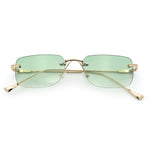 Retro Luxe Rimless Rectangle Metal Frame 90s Fashion Sunglasses
