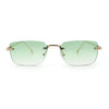 Retro Luxe Rimless Rectangle Metal Frame 90s Fashion Sunglasses