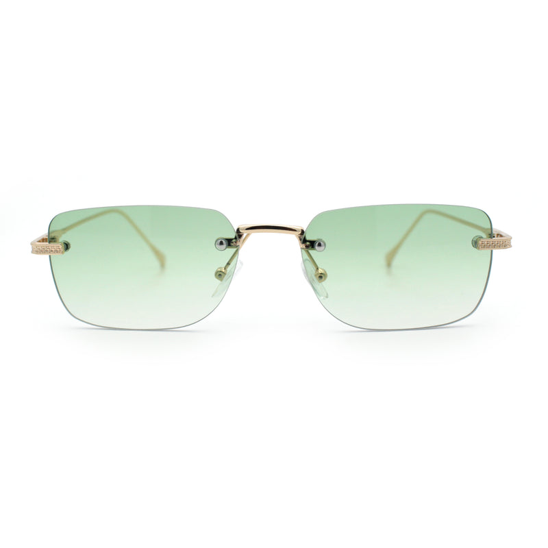 Retro Luxe Rimless Rectangle Metal Frame 90s Fashion Sunglasses