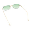 Retro Luxe Rimless Rectangle Metal Frame 90s Fashion Sunglasses