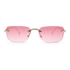 Retro Luxe Rimless Rectangle Metal Frame 90s Fashion Sunglasses