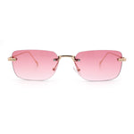 Retro Luxe Rimless Rectangle Metal Frame 90s Fashion Sunglasses