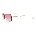 Retro Luxe Rimless Rectangle Metal Frame 90s Fashion Sunglasses