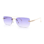 Retro Luxe Rimless Rectangle Metal Frame 90s Fashion Sunglasses