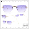 Retro Luxe Rimless Rectangle Metal Frame 90s Fashion Sunglasses