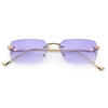 Retro Luxe Rimless Rectangle Metal Frame 90s Fashion Sunglasses