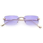 Retro Luxe Rimless Rectangle Metal Frame 90s Fashion Sunglasses