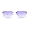 Retro Luxe Rimless Rectangle Metal Frame 90s Fashion Sunglasses