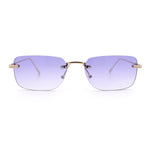 Retro Luxe Rimless Rectangle Metal Frame 90s Fashion Sunglasses