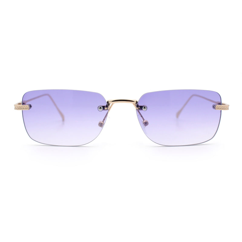 Retro Luxe Rimless Rectangle Metal Frame 90s Fashion Sunglasses