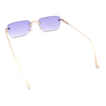 Retro Luxe Rimless Rectangle Metal Frame 90s Fashion Sunglasses