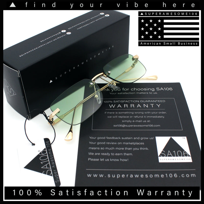 Retro Luxe Rimless Rectangle Metal Frame 90s Fashion Sunglasses