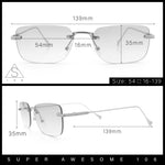 Retro Luxe Rimless Rectangle Metal Frame 90s Fashion Sunglasses