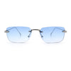 Retro Luxe Rimless Rectangle Metal Frame 90s Fashion Sunglasses