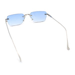 Retro Luxe Rimless Rectangle Metal Frame 90s Fashion Sunglasses