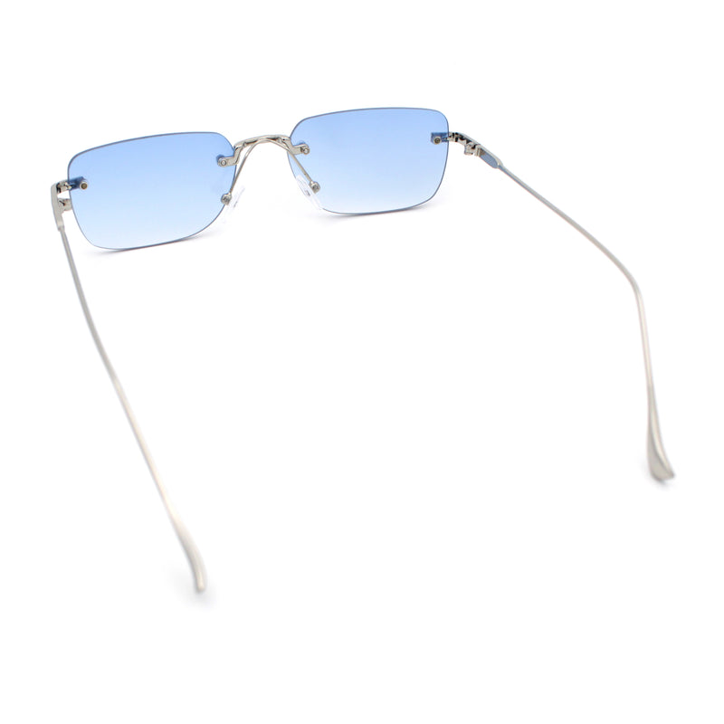 Retro Luxe Rimless Rectangle Metal Frame 90s Fashion Sunglasses