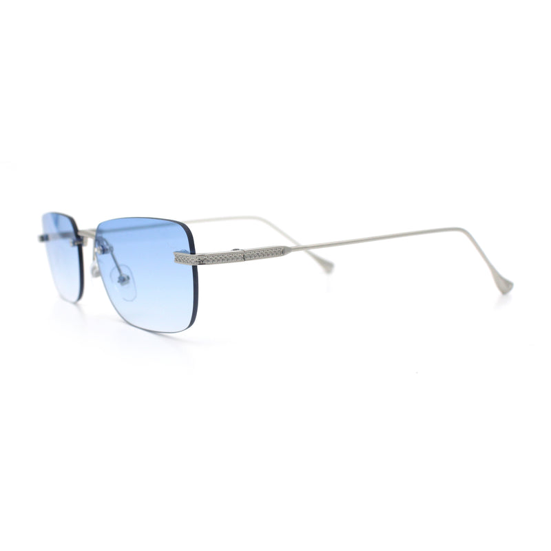 Retro Luxe Rimless Rectangle Metal Frame 90s Fashion Sunglasses