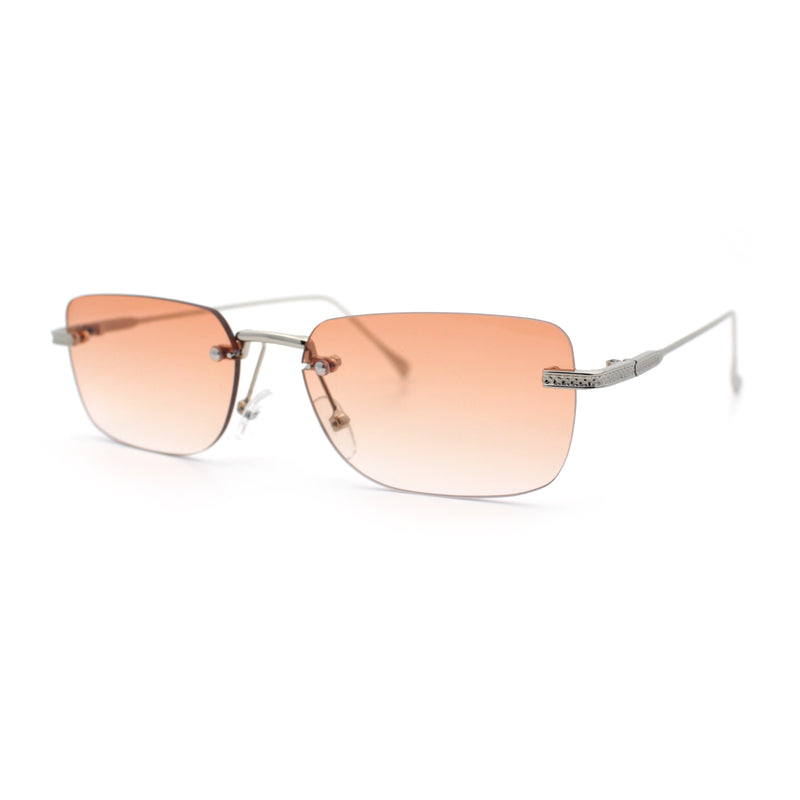 Retro Luxe Rimless Rectangle Metal Frame 90s Fashion Sunglasses
