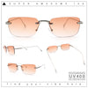 Retro Luxe Rimless Rectangle Metal Frame 90s Fashion Sunglasses