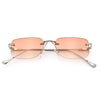Retro Luxe Rimless Rectangle Metal Frame 90s Fashion Sunglasses