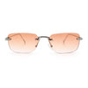 Retro Luxe Rimless Rectangle Metal Frame 90s Fashion Sunglasses