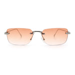Retro Luxe Rimless Rectangle Metal Frame 90s Fashion Sunglasses