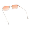 Retro Luxe Rimless Rectangle Metal Frame 90s Fashion Sunglasses
