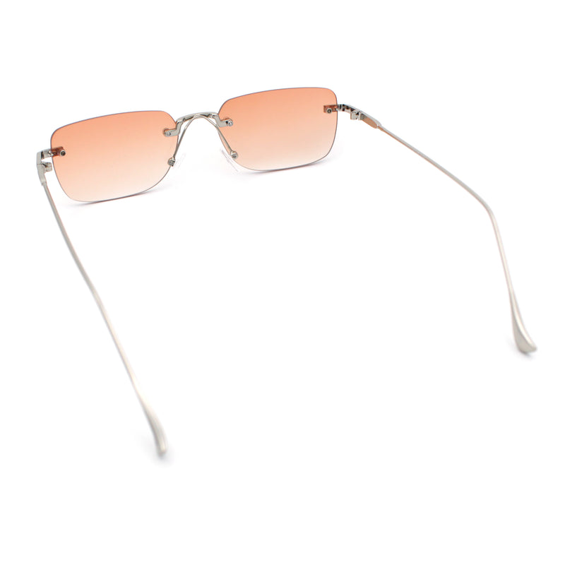 Retro Luxe Rimless Rectangle Metal Frame 90s Fashion Sunglasses