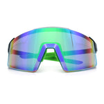 Mens Color Mirror Oversized Shield Sport MTB Style Plastic Sunglasses
