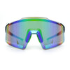 Mens Color Mirror Oversized Shield Sport MTB Style Plastic Sunglasses