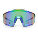 Mens Color Mirror Oversized Shield Sport MTB Style Plastic Sunglasses