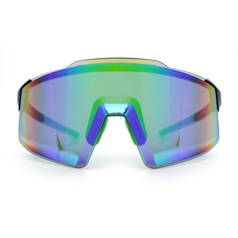 Mens Color Mirror Oversized Shield Sport MTB Style Plastic Sunglasses
