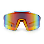 Mens Color Mirror Oversized Shield Sport MTB Style Plastic Sunglasses