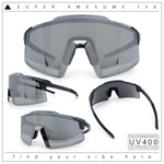 Mens Color Mirror Oversized Shield Sport MTB Style Plastic Sunglasses