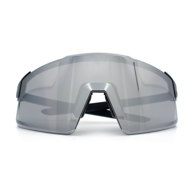 Mens Color Mirror Oversized Shield Sport MTB Style Plastic Sunglasses