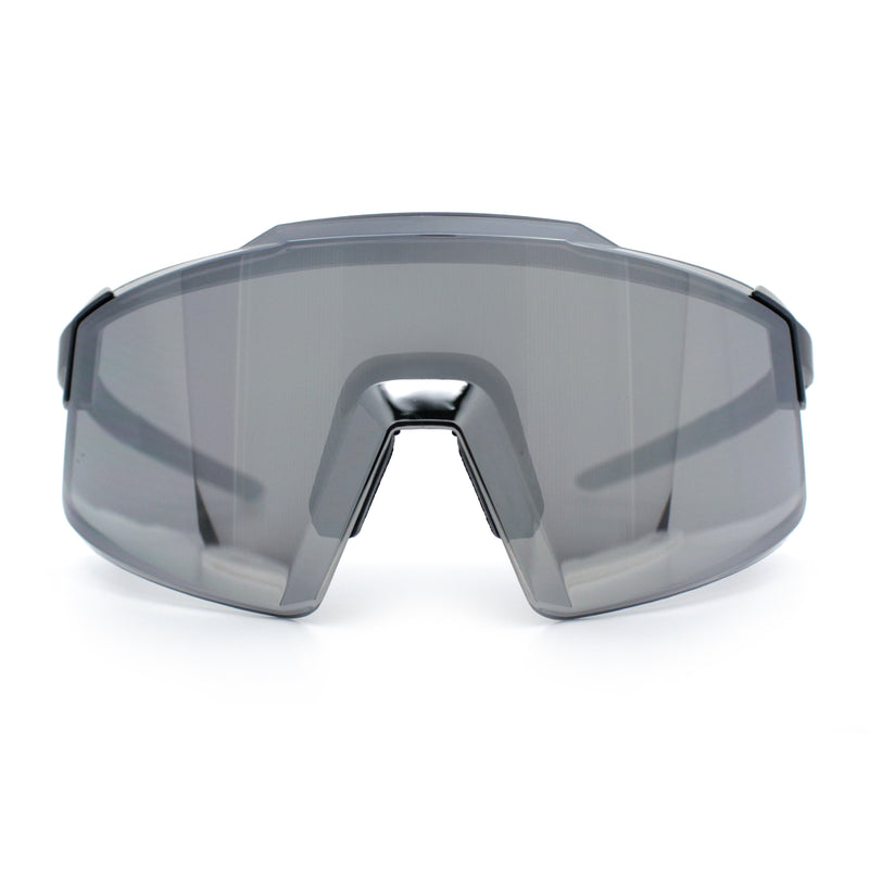Mens Color Mirror Oversized Shield Sport MTB Style Plastic Sunglasses